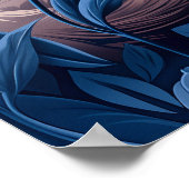 Siamese kat in blauwe bloemen poster (Hoek)