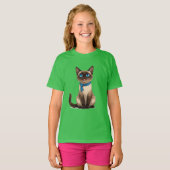 Siamese kat in cartoonstijl t-shirt (Voorkant volledig)