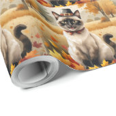 Siamese kat in de herfst verlaat Thanksgiving Cadeaupapier (Rol Hoek)