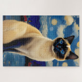 Siamese kat in de Sterrennacht Legpuzzel (Horizontaal)