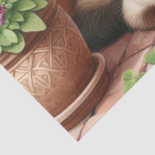 Siamese kat in de tuin met kleipotten Tissue Paper Tissuepapier (Detail)