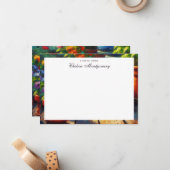 Siamese Kat in de Tuin Olieverfschilderij Aangepas Notitiekaartje (Voorkant / Achterkant in situ)