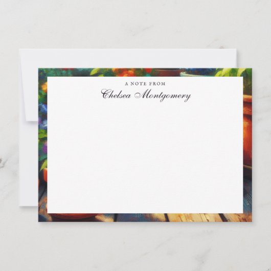 Siamese Kat in de Tuin Olieverfschilderij Aangepas Notitiekaartje (Voorkant)