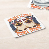 Siamese kat in het Halloween Mansion Kartonnen Onderzetters (Schuin)