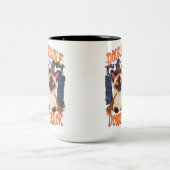 Siamese kat in het Halloween Mansion Tweekleurige Koffiemok (Center)