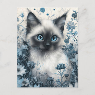 Siamese kat in Mystic Garden Briefkaart