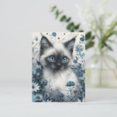 Siamese kat in Mystic Garden Briefkaart (Staand voorkant)