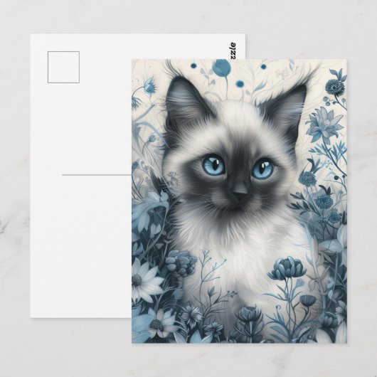 Siamese kat in Mystic Garden Briefkaart (Voorkant / Achterkant)