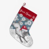 Siamese Kat in Santa Hat Blauwe Winter Sneeuwvlokk Kleine Kerstsok (Voorkant (Hangend))