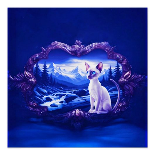Siamese kat in Schilderachtig Lijst Perfect Poster (Voorkant)