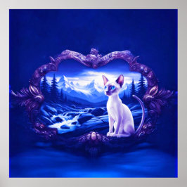 Siamese kat in Schilderachtig Lijst Poster