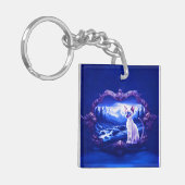Siamese kat in Schilderachtig Lijst Sleutelhanger (Voorkant Links)