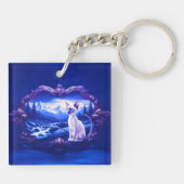 Siamese kat in Schilderachtig Lijst Sleutelhanger (Achterkant)