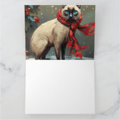 Siamese Kat in Sneeuw Kerstmis Kaart (Binnen)