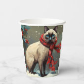 Siamese Kat in Sneeuw Kerstmis Papieren Bekers (Achterkant)