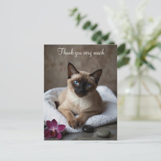 Siamese kat in Spa Dank u Briefkaart (Staand voorkant)