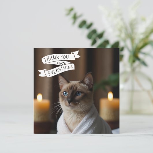 Siamese kat in Spa FEEST Bedankkaart (Staand voorkant)