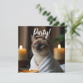 Siamese kat in Spa FEEST uitnodiging (Staand voorkant)