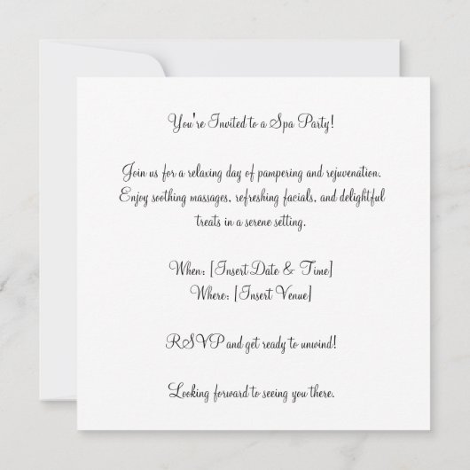 Siamese kat in Spa FEEST uitnodiging (Achterkant)