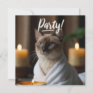 Siamese kat in Spa FEEST uitnodiging