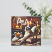 Siamese kat in Spa FEEST uitnodiging (Staand voorkant)