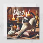 Siamese kat in Spa FEEST uitnodiging (Voorkant)