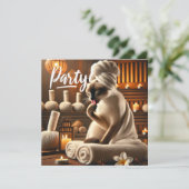 Siamese kat in Spa FEEST uitnodiging (Staand voorkant)