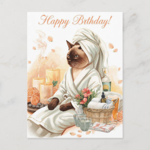 Siamese Kat in Spa Verjaardag Briefkaart