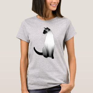 Siamese kat in zwart, wit en grijs / grijs t-shirt
