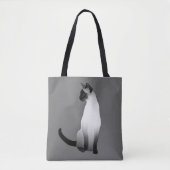 Siamese kat in zwart, wit en grijs / grijs tote bag (Voorkant)