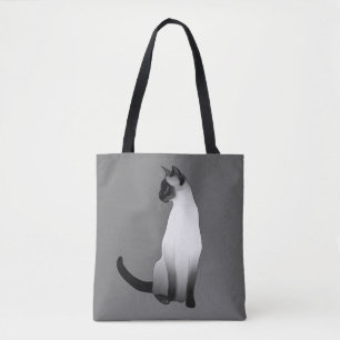 Siamese kat in zwart, wit en grijs / grijs tote bag