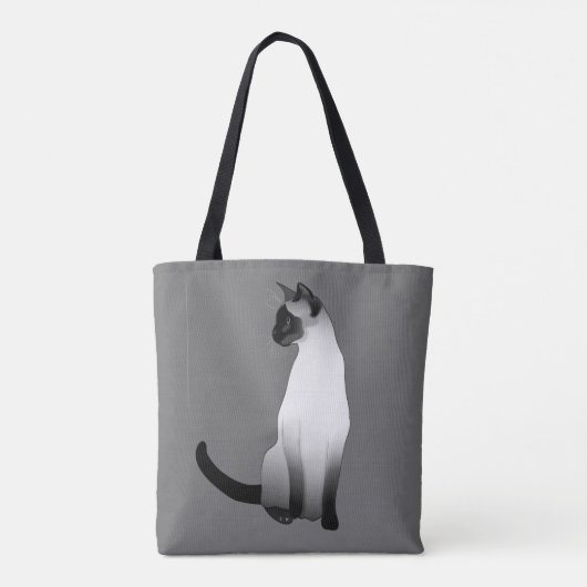 Siamese kat in zwart, wit en grijs / grijs tote bag (Achterkant)