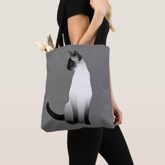 Siamese kat in zwart, wit en grijs / grijs tote bag (Dichtbij)