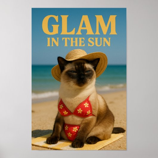 Siamese kat is glamoureus in de zon poster (Voorkant)