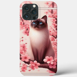 Siamese Kat Japanse Kersenbloesem Bloem Roze Case-Mate iPhone Case