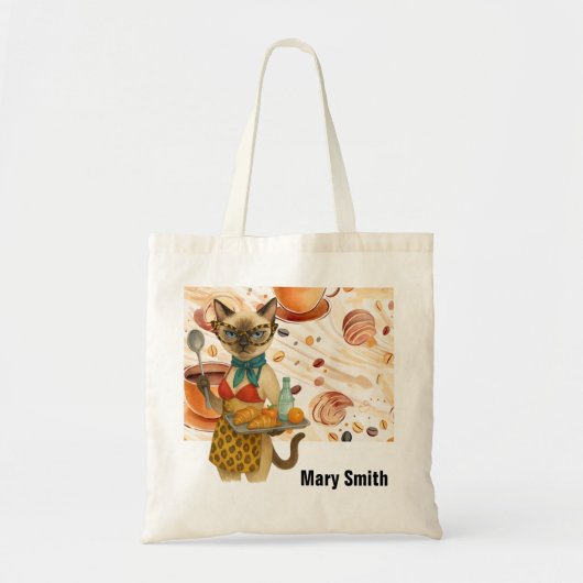Siamese Kat Kantinejuffrouw is in de kantine Tote Bag (Voorkant)