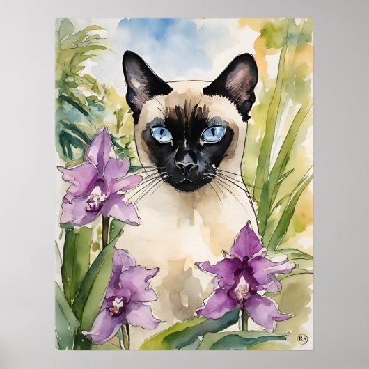 Siamese kat - kat art print (Voorkant)