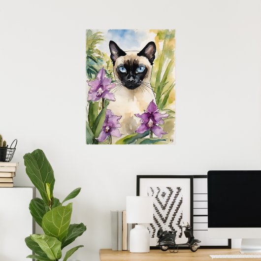 Siamese kat - kat art print (Thuiskantoor)