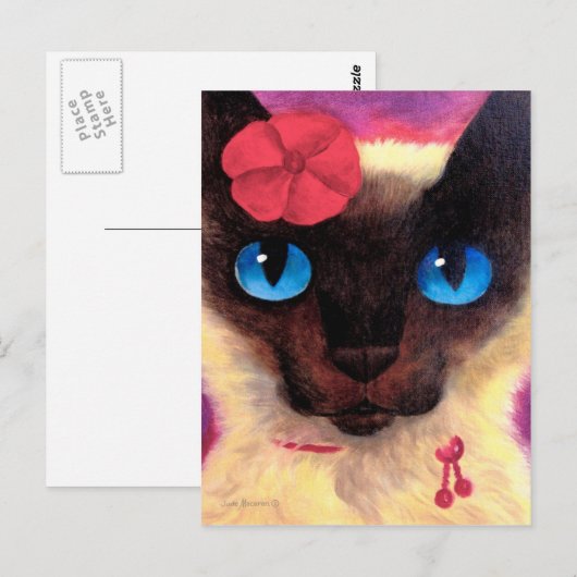 Siamese kat kattenvoer schilderen - Multi Briefkaart (Voorkant / Achterkant)
