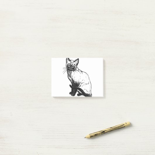 Siamese kat kattenvoer Sitting Siamese Kat Post-it® Notes (Op bureau)
