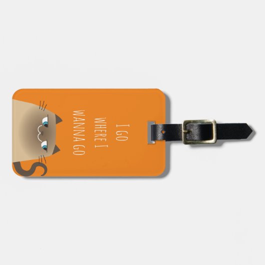 Siamese Kat Kawaii Grappig Bagagelabel (Voorkant horizontaal)