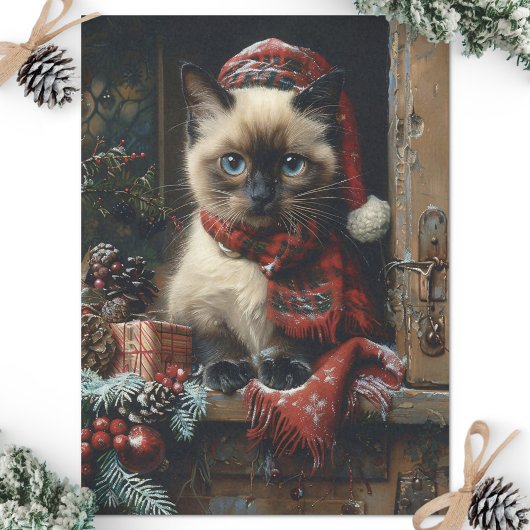 Siamese Kat Kerst Decoupage Tissuepapier