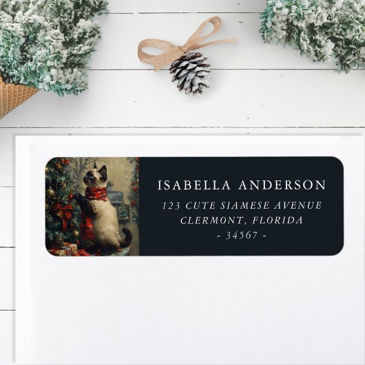 Siamese kat kerst retour adres label