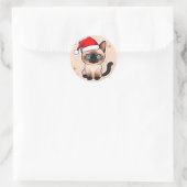 Siamese kat kerst ronde sticker (Tas)