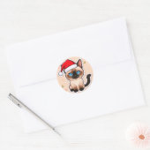 Siamese kat kerst ronde sticker (Envelop)