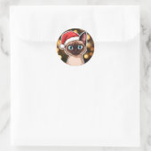 Siamese kat kerst ronde sticker (Tas)
