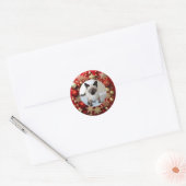 Siamese kat kerst ronde sticker (Envelop)