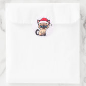 Siamese kat kerst ronde sticker (Tas)