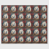 Siamese Kat Kerst Schaduw Poppenkunst Cadeaupapier (Vlak)