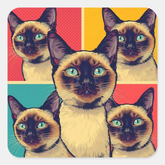 Siamese kat kerst vierkante sticker (Voorkant)